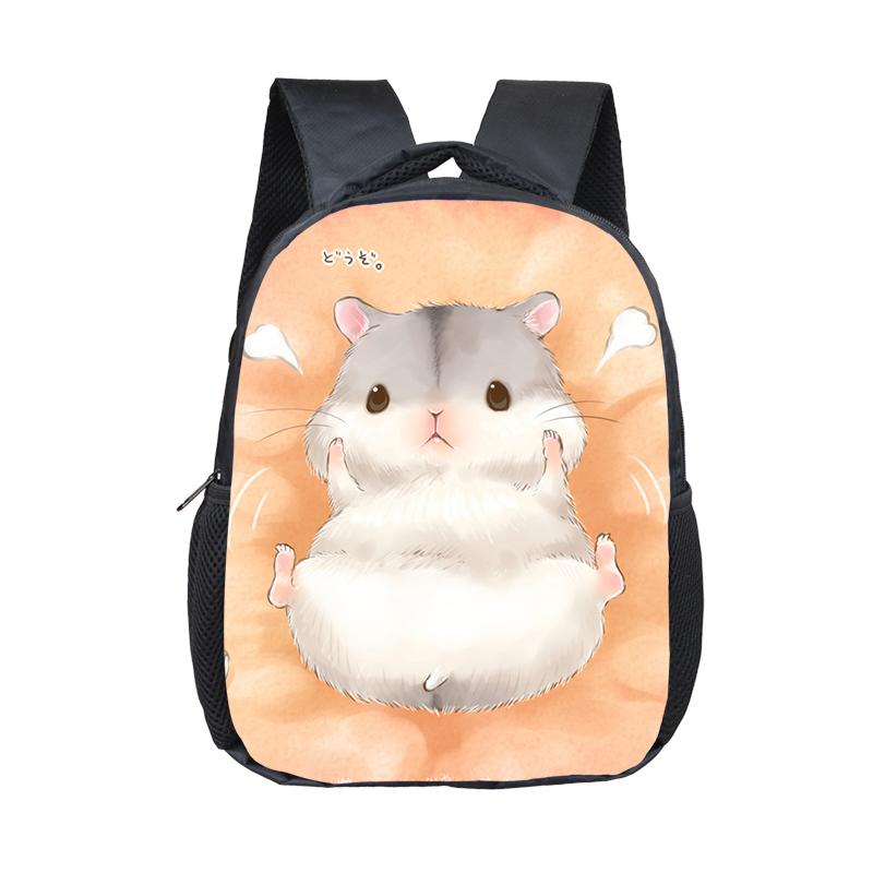 Cartoon Hamster / Pet Guinea Pig Print Backpack  Kids Schoolbags Boy Girl Kindergarten Baby Toddler Bookbag