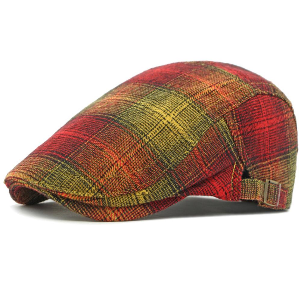 HT4697 Berets Spring Autumn Men Women Caps Vintage Artist Painter Plaid Beret Hat Male Female Ivy Flat Cap Adjustable Beret Caps
