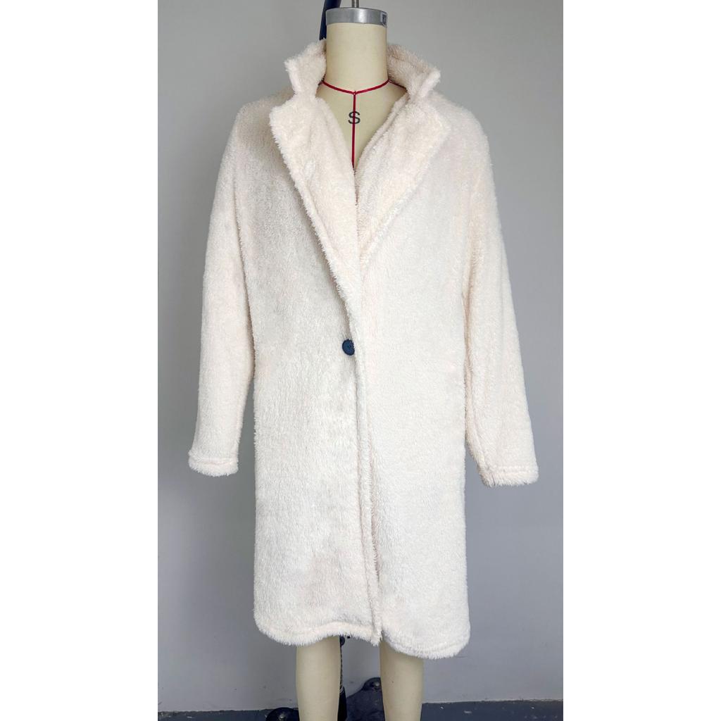 2025 Herbst Winter Damen Kunstpelzjacke, Reverskragen Plüsch Langarmmantel mit Thermofutter, Luxus-Stil Winteroberbekleidung für kaltes Wetter