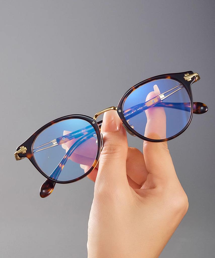 Lingkeonpeuleim Cumls01 Titanium Eyeglass Frame Havana