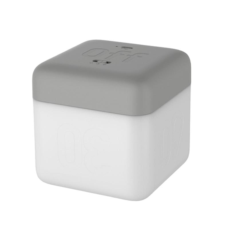 Timing LED Night Light USB Rechargeable Square Flip Switch Brightness Adjustable Bedside Desk Lamp with 5/15/30/60Minute