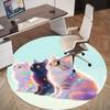 1PC Cats Rainbow Sparkle Round Chair Mat Area Rug - Non-Slip, Floor Mat for Office, Bedroom, Home Decor Christmas Gift C0528065