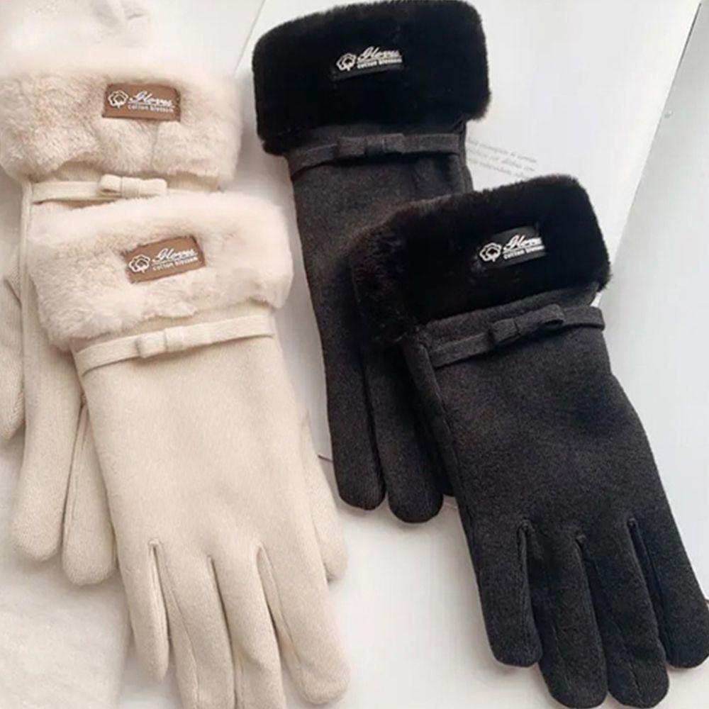 Korean Style Gloves Full Finger Gloves  Driving Mitten Autumn Winter Female Gloves