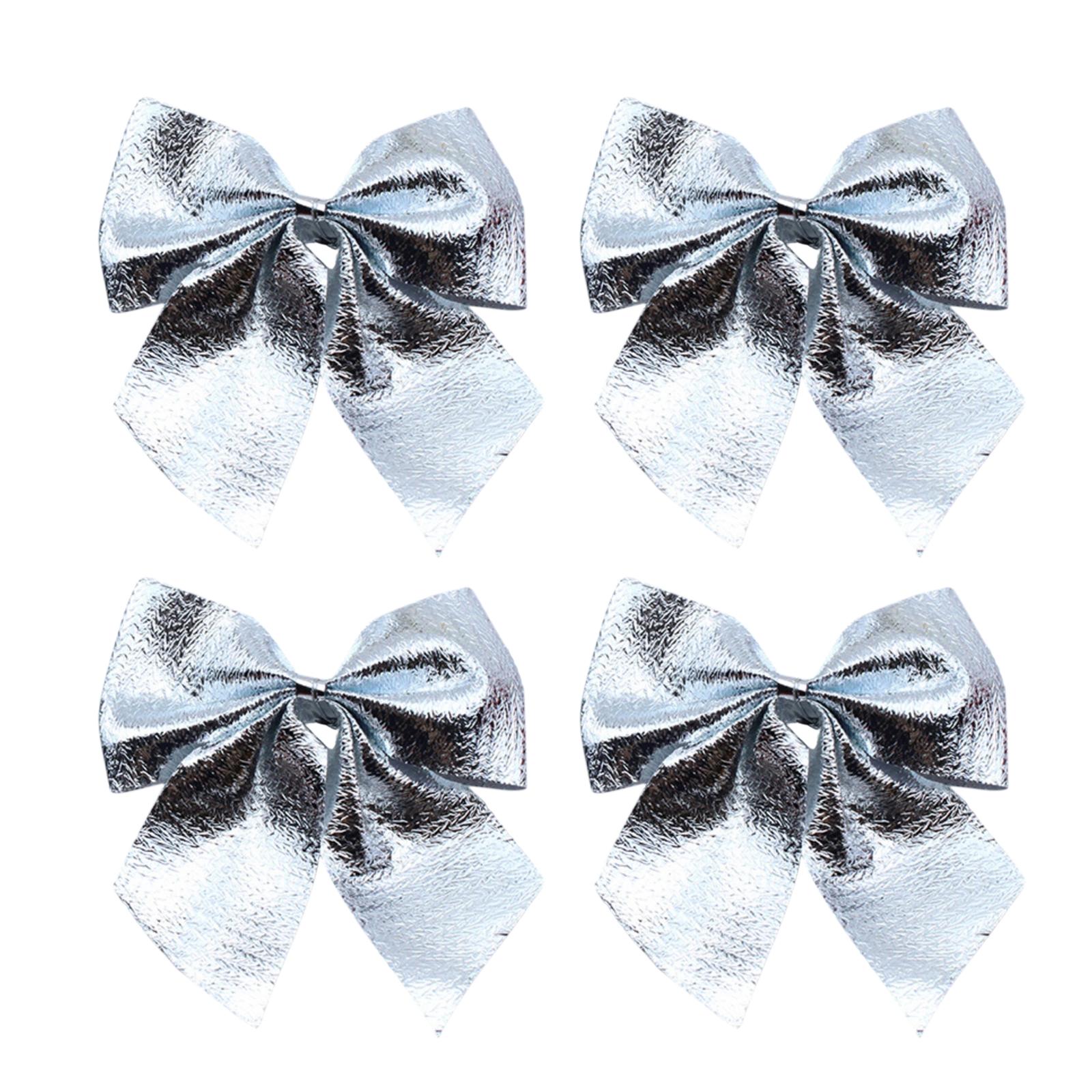

12pcs Christmas Bow Decorations, Fabric Christmas Tree Ornaments One Size серебряный