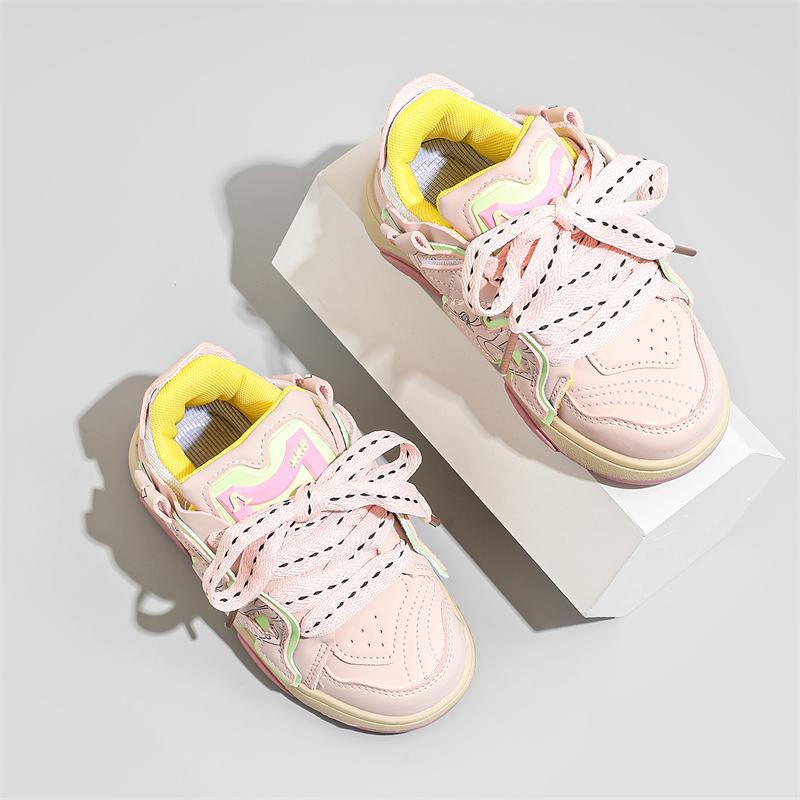 

Kids Sneakers Candy Color Trendy Boys Girls Running Shoes Thick Soft Sole 2025 New Fashion Children Sports Shoes Non-slip Ins 27 рожевий