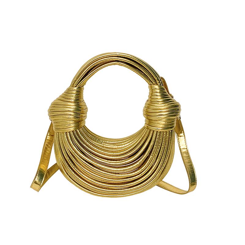

Women s Handmade Woven Crossbody Underarm Bag – Knotted Niche Dumpling Handbag золотий