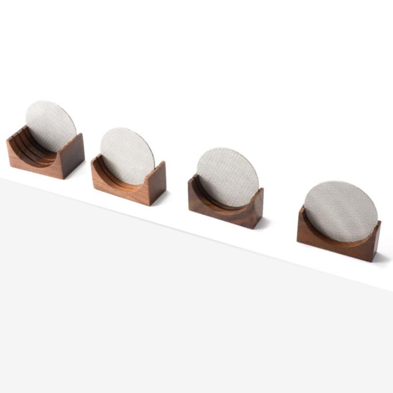 Espresso-Puck Screen Walnut-Stand Coffee Reusable Filter for Espresso-Portafilter Holder Wooden-Stand for 51/53/58mm