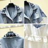 Spring Fashion Waist Slimming Stitching Denim Jacket Women's Mid-length Windbreaker
