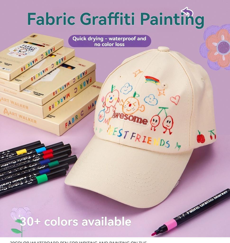 6/30 Colors Fabric Markers - Fine Tip Fabric Markers Permanent for Clothes - No Bleed Pens for T-Shirts, Bags, Textile, Canvas,