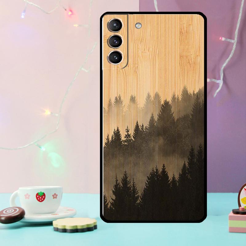 Tree Flower Bamboo Wood Case For Samsung Galaxy S24 S21 S22 S23 Ultra Plus S20 FE S8 S9 S10 Note 10 20 Ultra Cover