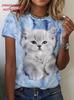 Tshirt Cartoon Lovely Animal Cat Pretty 3d Print T-shirt Women Fashion Short Sleeve Casual Oversized Tops Tees Female Clothing