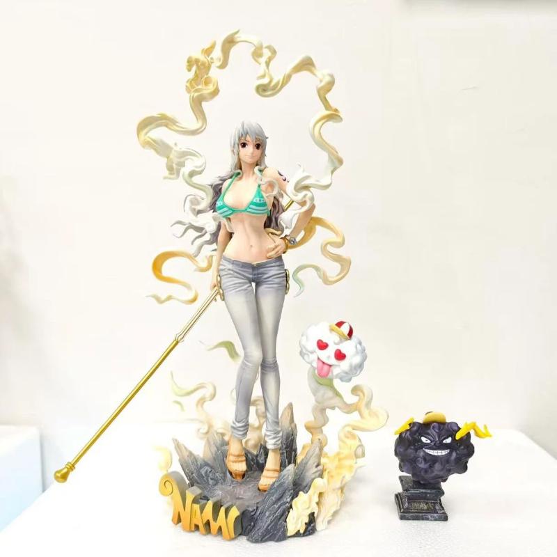 31cm One Piece Nika Form Nami Straw Hat Nami Anime Figure With Zeus Cloud Collectible GK Statue Model Toy Desktop Ornament Gift