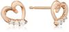 Silver Pink Gold Plated Cubic Zirconia Heart Necklace Earrings 2 Piece Set with Pouch [Ester] 0785-0017-0000-0000
