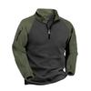 Tactical Fleece Jacket for Men's Warm Stand Collar Pullover Color Zipper Sweatshirt Jacket