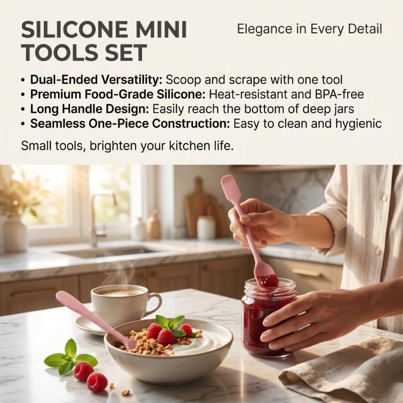 2/4Pcs Silicone Jam Spoon Scraper Heat Resistant Food Grade Non-Stick Kitchen Gadget for Baking Dessert Making