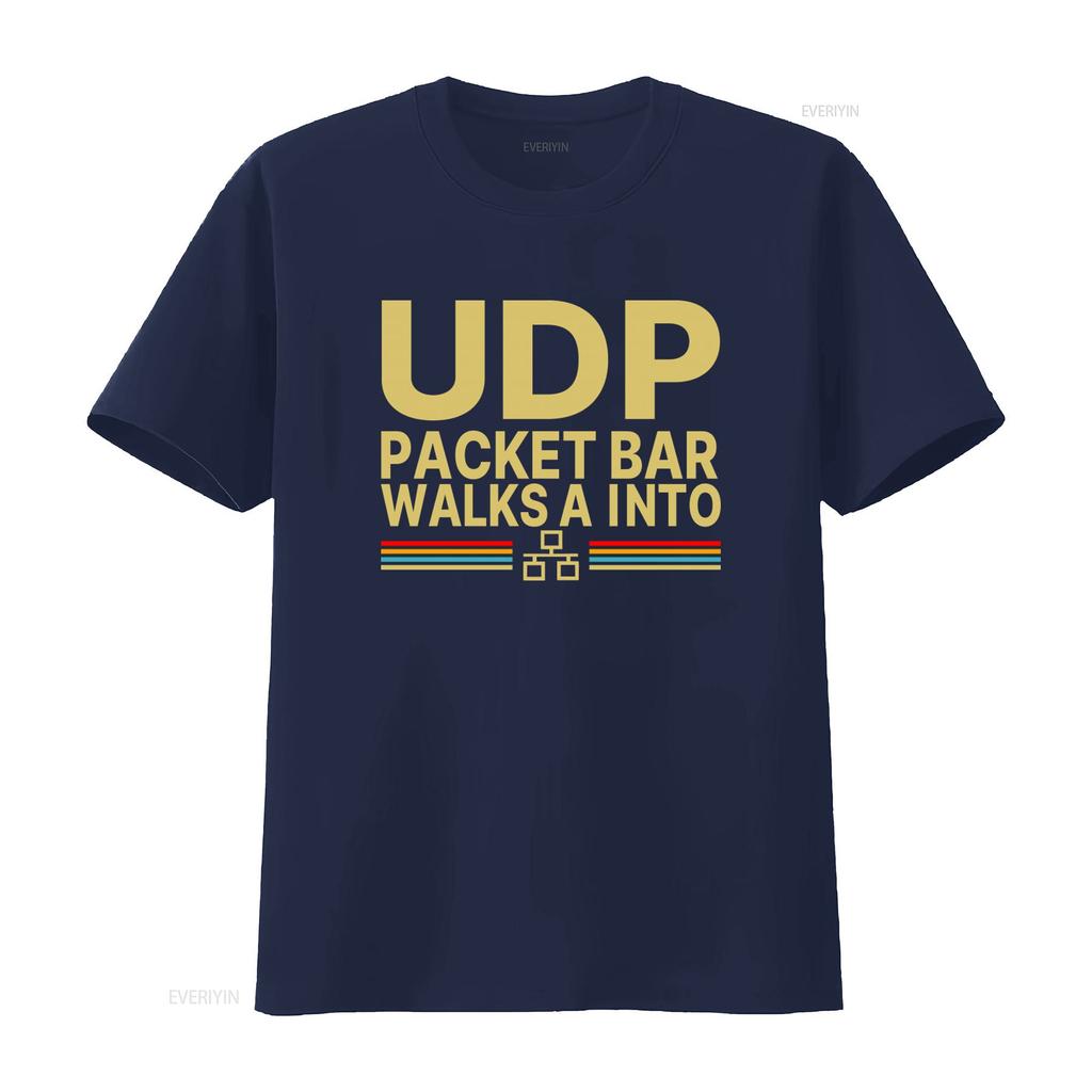 Retro Style UDP Packet Bar Walks A Into Print T Shirt for Men Vintage Washed Stylish Breathable Casual Homme Graphic Fashion