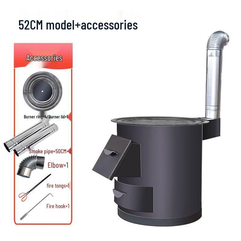 Φορητή Σόμπα Ξύλων Σιδήρου Χωρίς Καπνό: Εσωτερική & Εξωτερική Ενεργειακά Αποδοτική Ξυλόσομπα με Μεγάλο Τραπέζι για Κατσαρόλα