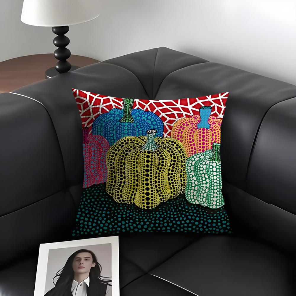Yayoi Kusama Pumpkin Cushion Cover Natural Linen Organic Fabric DoubleSided Printing Sofa Home Decor Gift Pillow Case