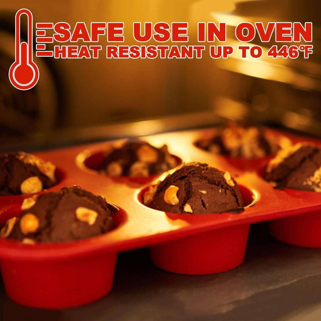 Silicone Muffin Pan - 6 Cups Non-Stick Cupcake Molds, Food Grade Silicone Baking Tray for Making Egg Muffin, CupcakeRandom Color