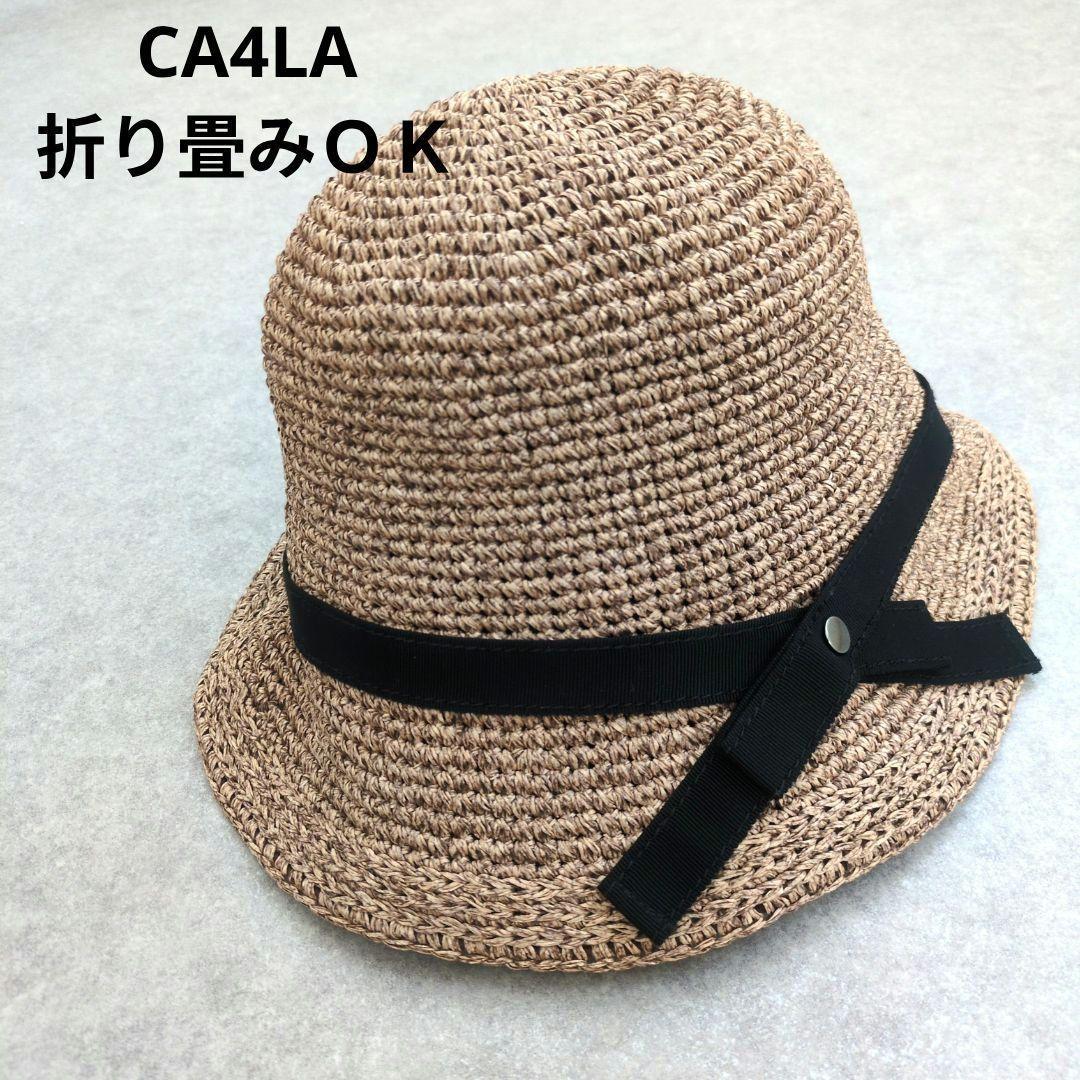 Used Good Condition CA4LA Kashira Foldable Crout Hat Straw Hat Ribbon