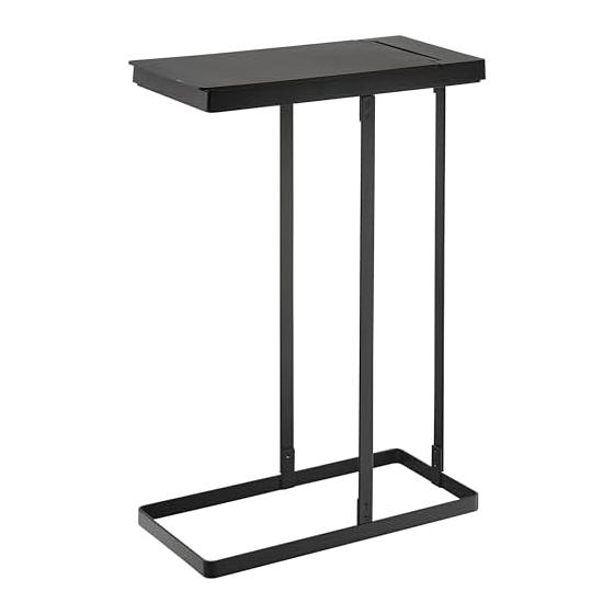 Yamazaki Jitsugyo Slim Garbage Bag Holder with Lid 45L Black Approx. W19XD40XH54cm Tower Trash Can Easy To Remove Garbage Bags 5839