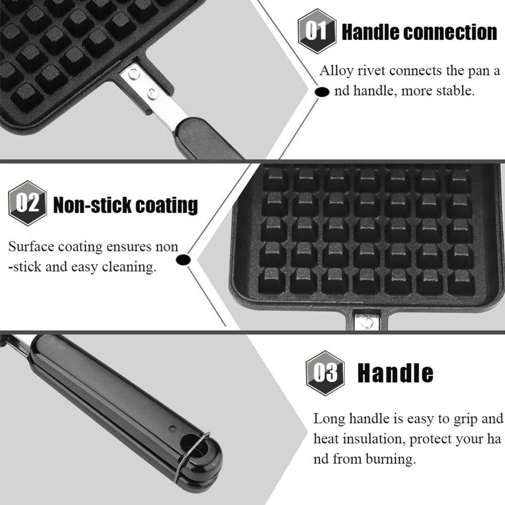 Cast Aluminum Waffle Baking Mold Long Handle Waffle Maker Machine Sandwich Maker  Family Breakfast