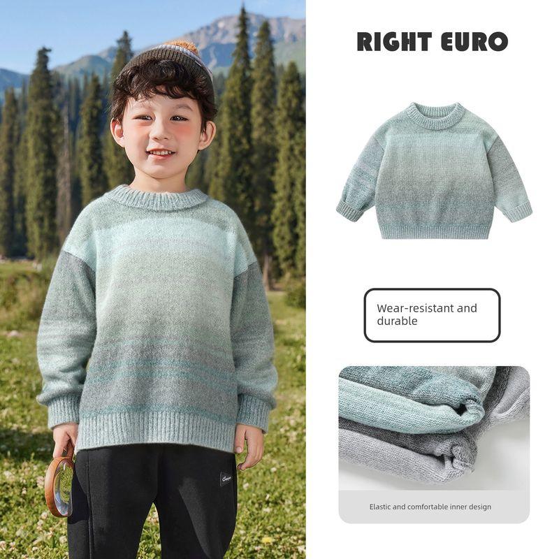 Boys' Round Neck Sweater Children's Autumn and Winter 2025 New Children's Clothing Toddler Baby Winter Thick Knit Top Trendy
