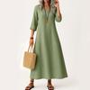 Dress For Women Long Boho Beach Dress Elegant Maxi Dress V-Neck 3/4 Sleeve Dress With Pockets