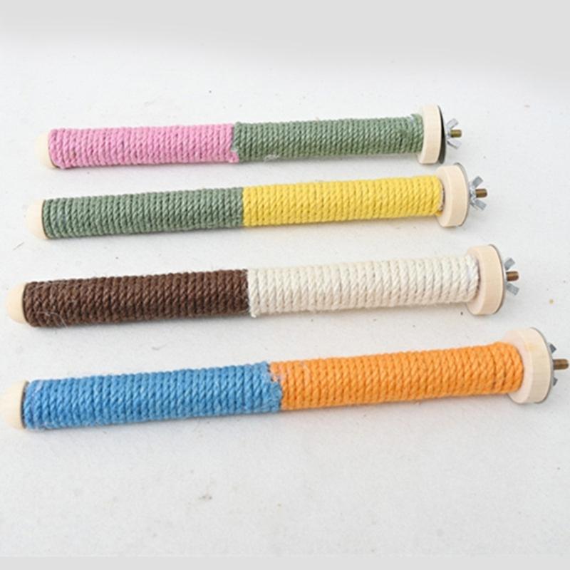 Juego de 4 Perchas Rascadores de Afilado para Loros Soporte para Pájaros Juguete para Jaula Palo Estante Juguete Percha de Afilado Suministros