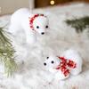 Mini Christmas Bear Pendant White Plush Cute Bear Ornaments Cute Animal Polar Bear Christmas Tree Decora New Year 2026 Kid Gifts