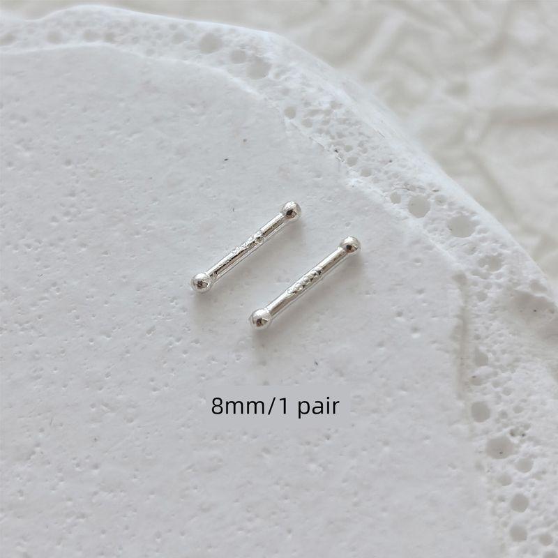 

Sterling Silver Stud Earrings for Women Ear Bar Minimalist Ear Stick Small Ear-Caring Silver Pin Earrings Earrings Auricular Needle Silver Accessories 8mm/1 pair (2 pieces)