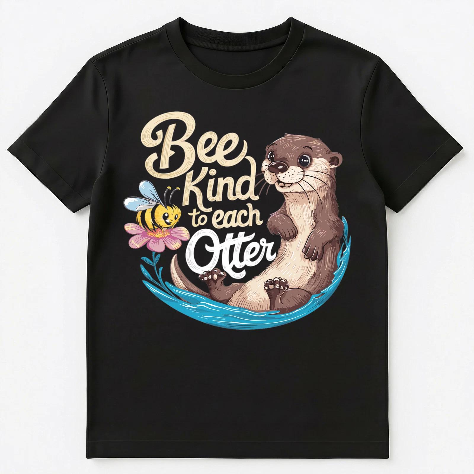 Cute Bee And Otter Be Kind Pun Unisex T-Shirt 2XL