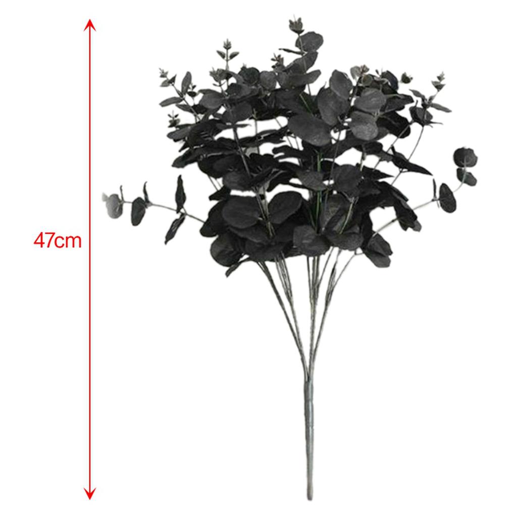 A84E-2X 20 Heads Artificial Black Eucalyptus Fake Flower Plant Wedding Party Decoration