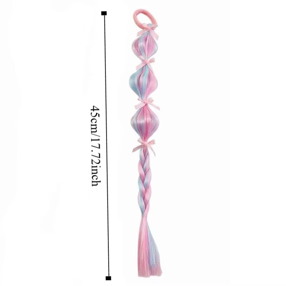 2PCS Colorful Children's Wig Braids Handmade Colorful Braided Hair Ties Wig Ponytail Cosplay Use