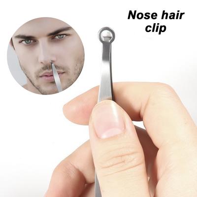 Stainless Steel Nose Hair Clip Round Head Circular Manual Press Type Men's Beard and Nose Hair Clipper