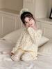 Spring And Summer New Children'S Gauze Pajamas Girls' Princess Style Lace Long-Sleeved Trousers Loungewear Set Loose And Thin