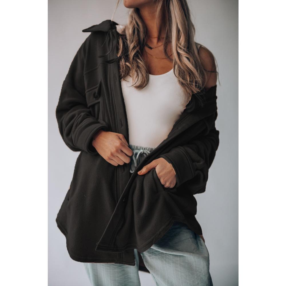 Winter Women's Fashion Long-sleeved Single-breasted Cardigan Fleece Sweater Woolen Jacket
