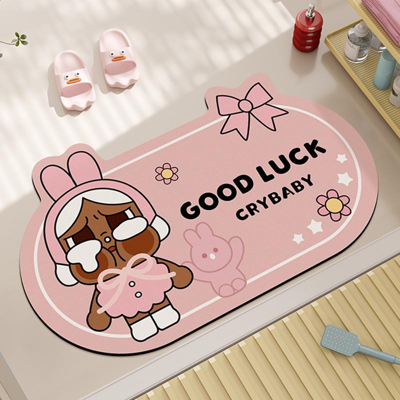 Water Absorbent Bathroom Mat Crybaby Home Use Silicon Dendroid Toilet Entrance Anti Slip Quick Dry Foot Pad Bathroom Supplies
