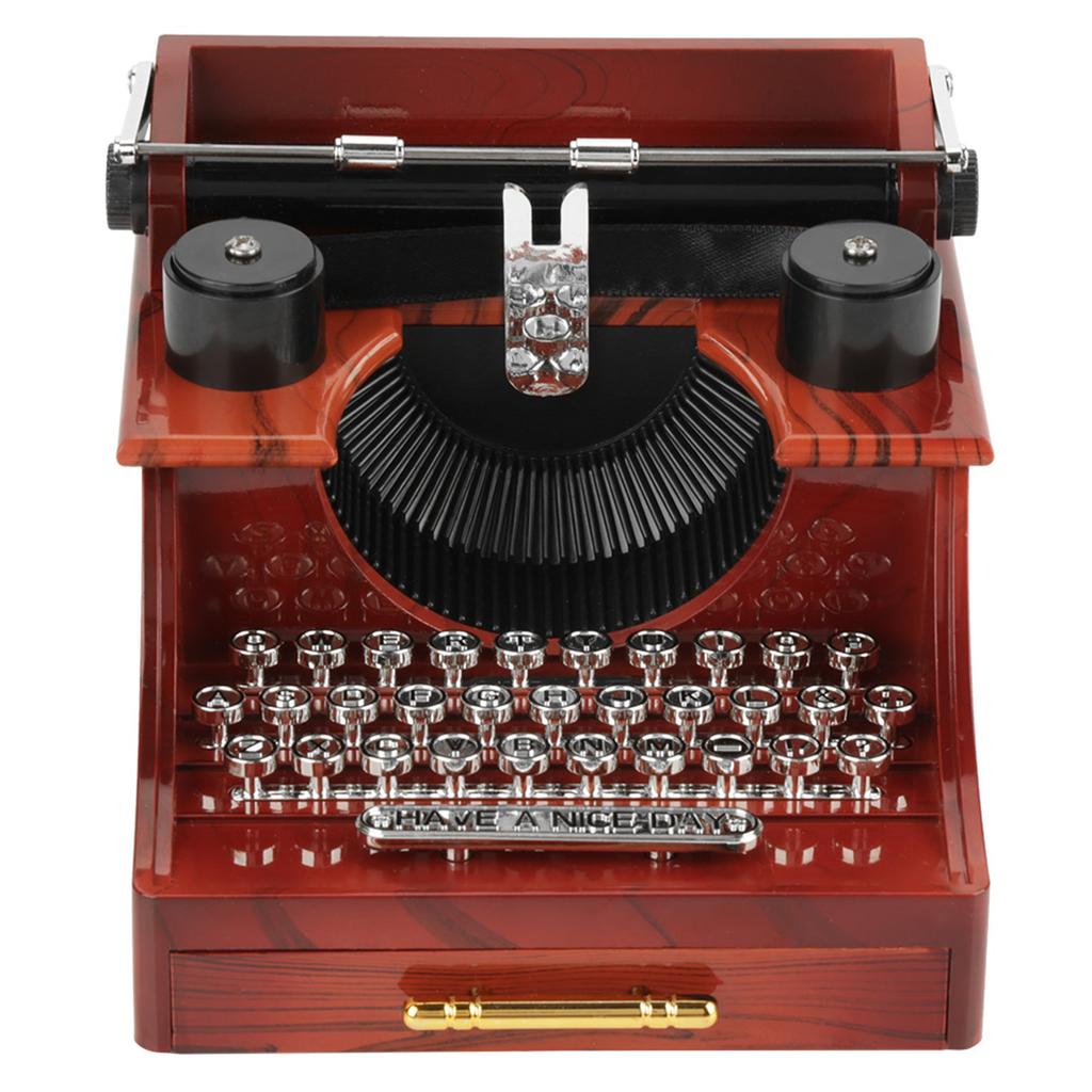 Mini Vintage Style Creative Retro Typewriter Clockwork Music Box Gift Table Decoration