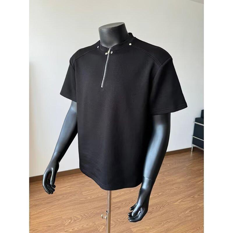 Summer New Short-sleeved T-shirt for Men Loose Three-quarter Sleeve Trendy Simple Gray Top
