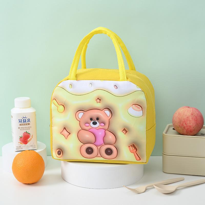 Cute 3d Cartoon Animal Pattern Thermal Lunch Box Cooler Bag Potable Insulated Bento Handbag Waterproof Picnic Food Container Bag