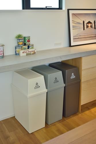 Azumaya-kk LFS-761BR Trash Can with Lid, Brown, W28 X D45 X H67cm