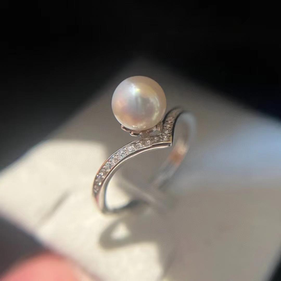 S925 sterling silver natural freshwater pearl ring female cold style index finger ring ring light luxury niche design adjustable