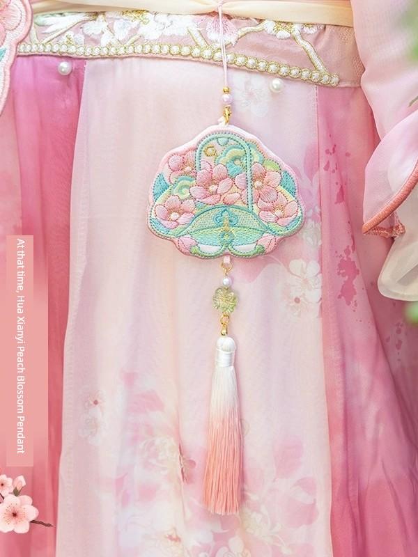 High-End Dragon Boat Festival Perfume Bag Embroider Peach Blossom Lotus Pendant Han Chinese Clothing Accessories Halterneck Lotus Sachet Empty Bag