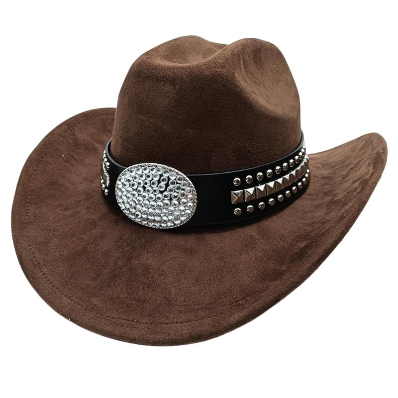 Sueded Cowboy Cap with Wide Brims for Women Men Enhancing Durability Comfort Wear for Music Festival Party Essential