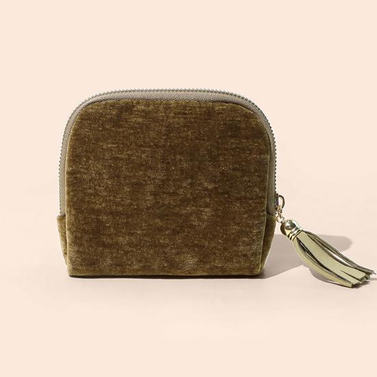 Small Travel Jewelry Case 5 Compartments Portable Mini Jewelry Box with Tassel Zipper Soft Velvet Organizer Pouch for Rings Bracelets Bangles Cards