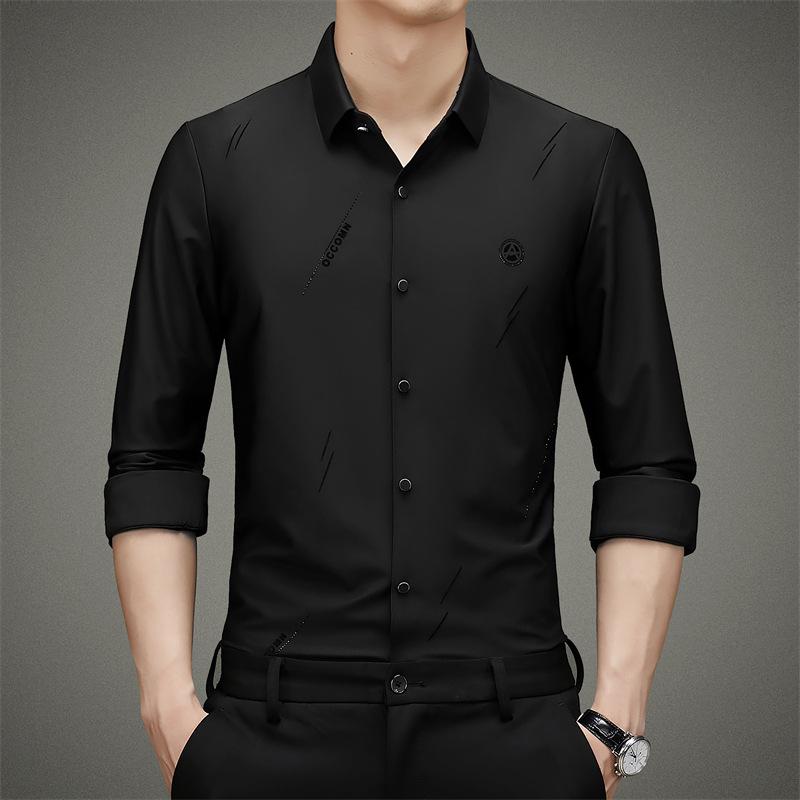 

Осенние новые мужские рубашки с длинными рукавами, модные повседневные рубашки, бесшовные рубашки среднего возраста, модные рубашки Inch, не требующие глажки XXL