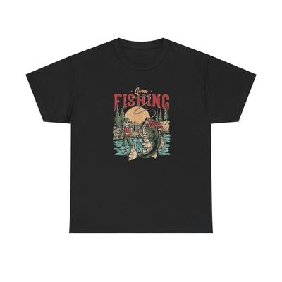Gone Fishing Graphic T Shirt Unisex Cotton Tee Gift NEW