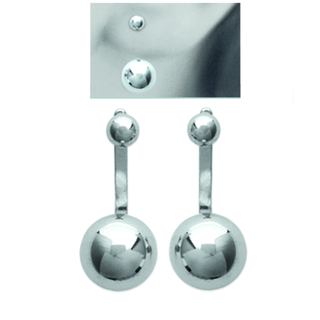 Les Trésors De Lily [M7637] - Boucles contours de lobes argent 'Billes' argenté (rhodié) - 8 mm