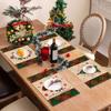 Christmas Meal Mat, Linen Snowman Checkered Printed Table Mat, Holiday Party Restaurant Decoration Insulation Mat
